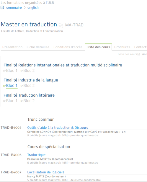 ULB Programme M1