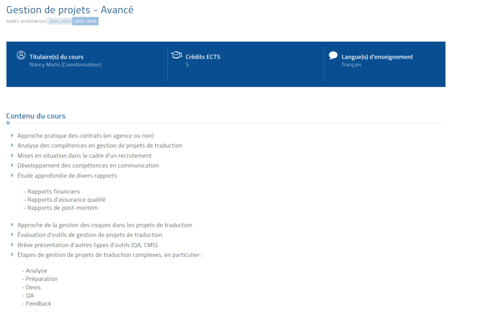 Master - Translation Project Management